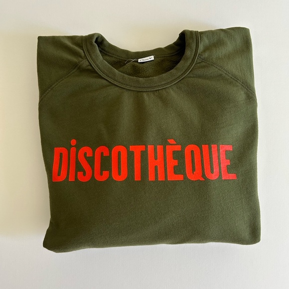 Clare V Tops - Clare V.  Olive Green Sweatshirt with bright Orange Print Sz.XL